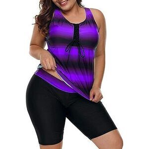 Womens 2026 Plus Size Tankini Swimsuits Rash Guard Capris Athletic Two Piece